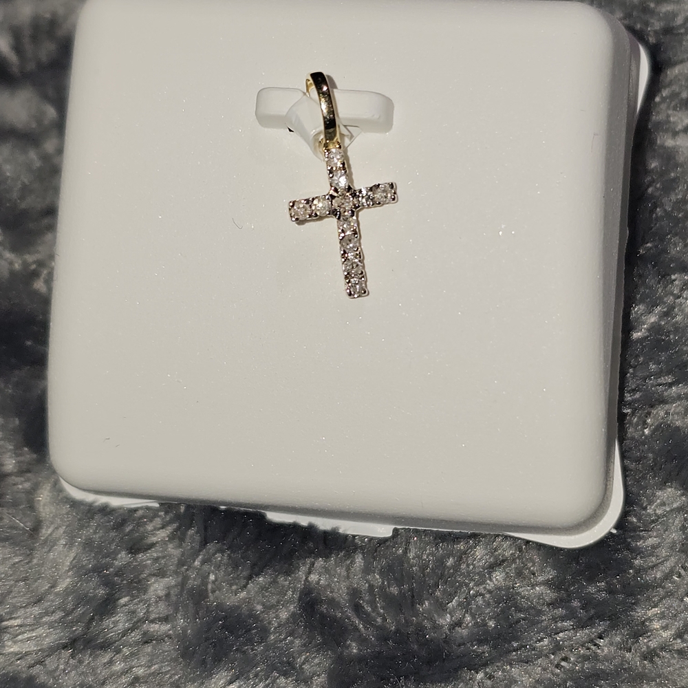 Gold and Diamond Dainty Cross Necklace